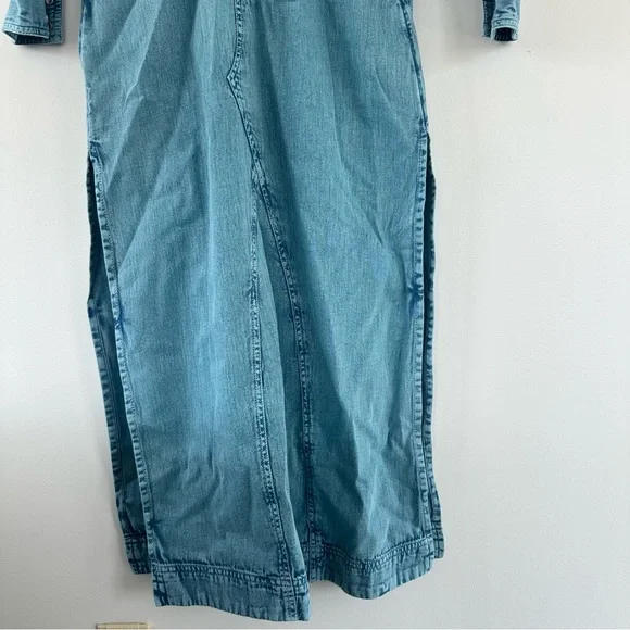 Free People Mad Love Midi Size Small Long Sleeve Denim Dress - Picture 2 of 13